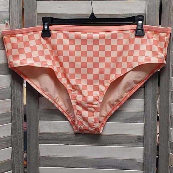 Medium Coverage Checkered Hipster Bikini Bottom | Kona Sol | 1X (16W/18W) - Picture 1 of 8
